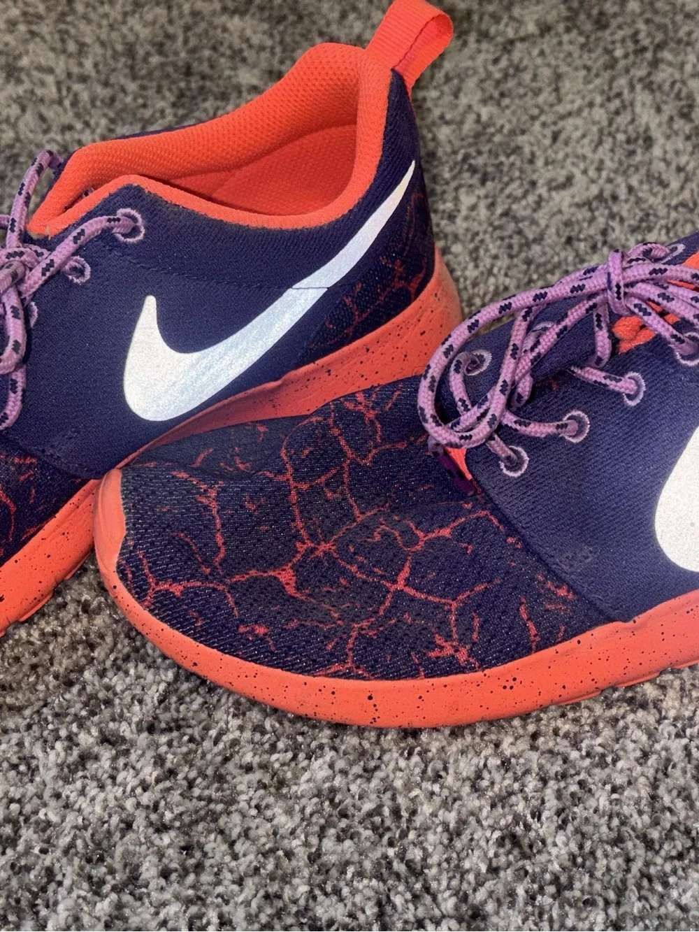 Nike Kids Purple & Coral Sneakers with Mint Swoosh